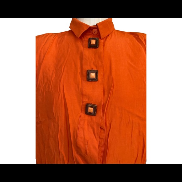 Vintage Orange blouse with shoulder pads. - Picture 2 of 6